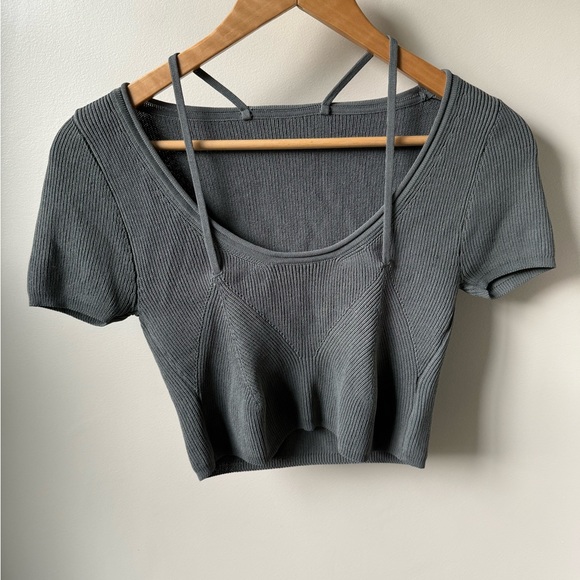 Jacquemus Tops - JACQUEMUS Cut Out Ribbed Knit Crop Top Modern Bold Minimalist Mediterranean 40 L